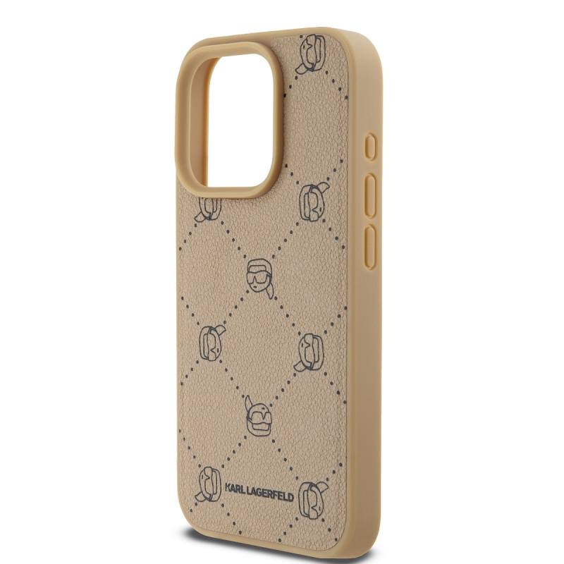 Karl Lagerfeld PU Karl Heads mintás Magsafe hátlap iPhone 15 Pro Max bézs színű hátlaphoz
