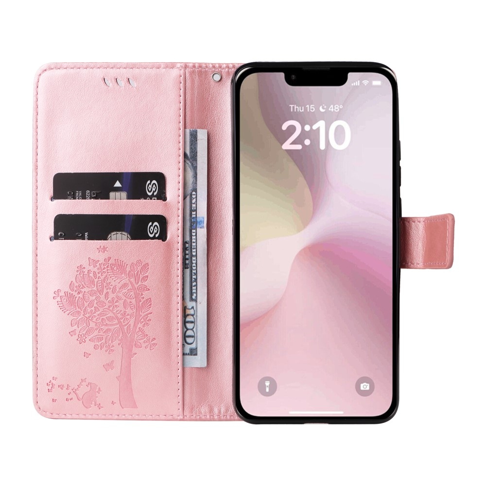 Fák könyvtáska iPhone 16e készülékhez - rózsaarany