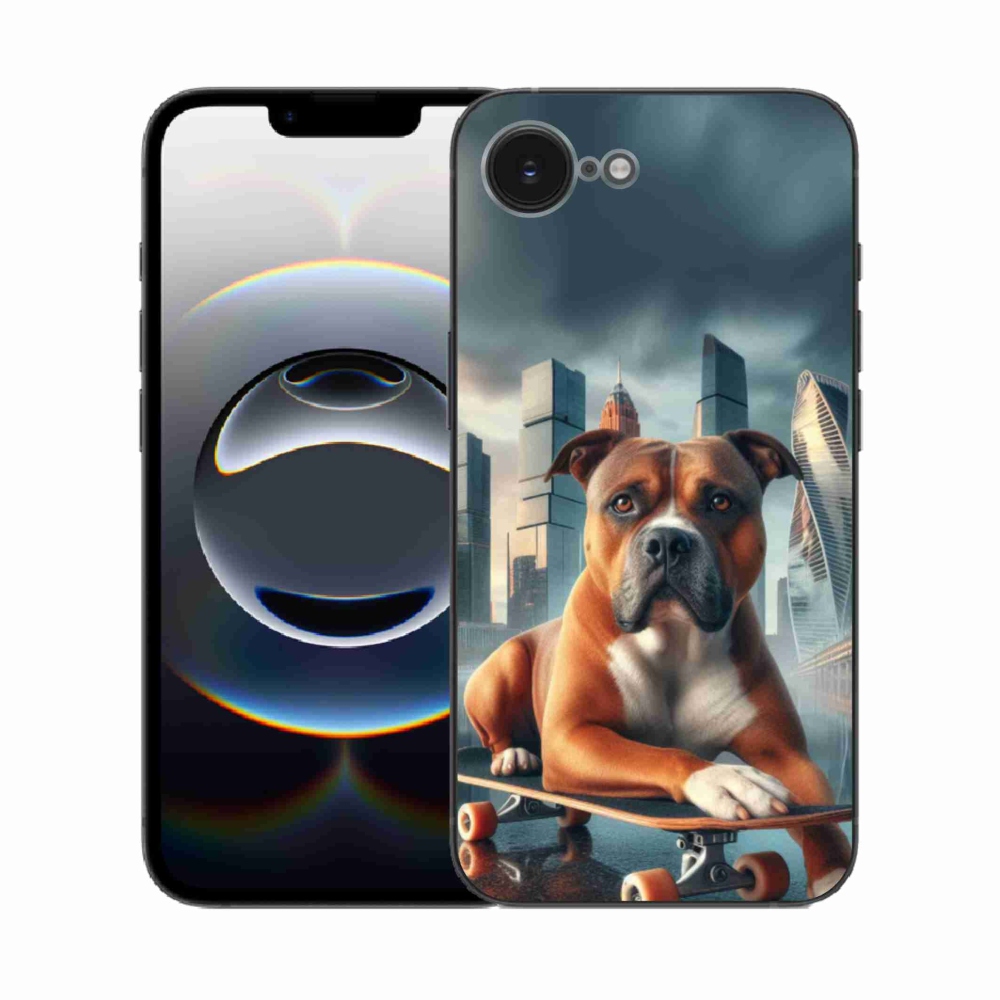 Zselés borítás mmCase iPhone 16e készülékhez - kutya gördeszkán