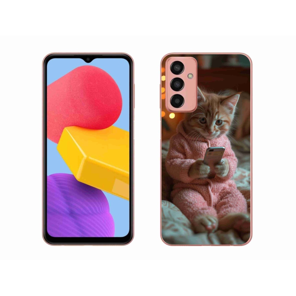 Gél borító mmCase Samsung Galaxy M13 - babe with mobile - zselés borító mmCase Samsung Galaxy M13 - babe with mobile