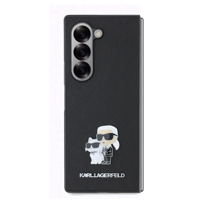 Karl Lagerfeld PU Saffiano Karl és Choupette hátlap a Samsung Galaxy Z Fold 6-hoz Fekete fekete