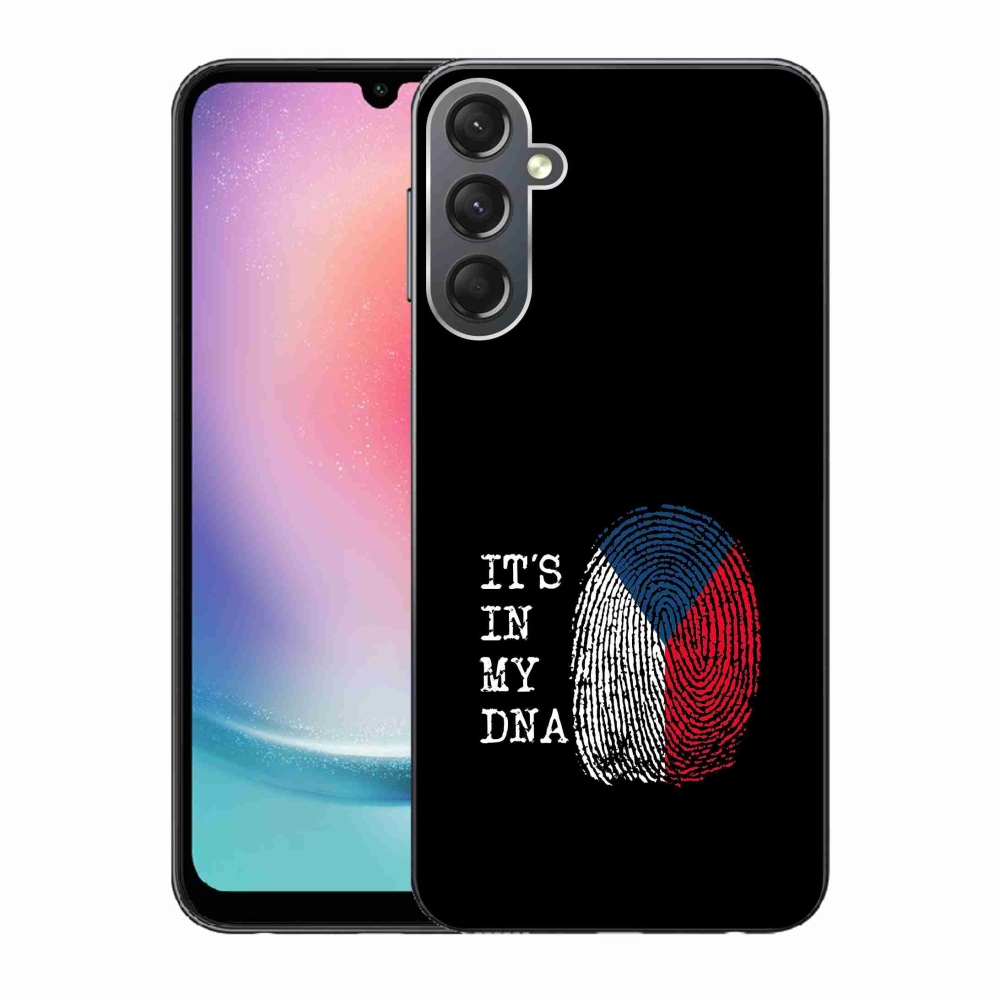 Gél védőhuzat mmCase Samsung Galaxy A24 - zászlós ujjlenyomat fekete háttérrel