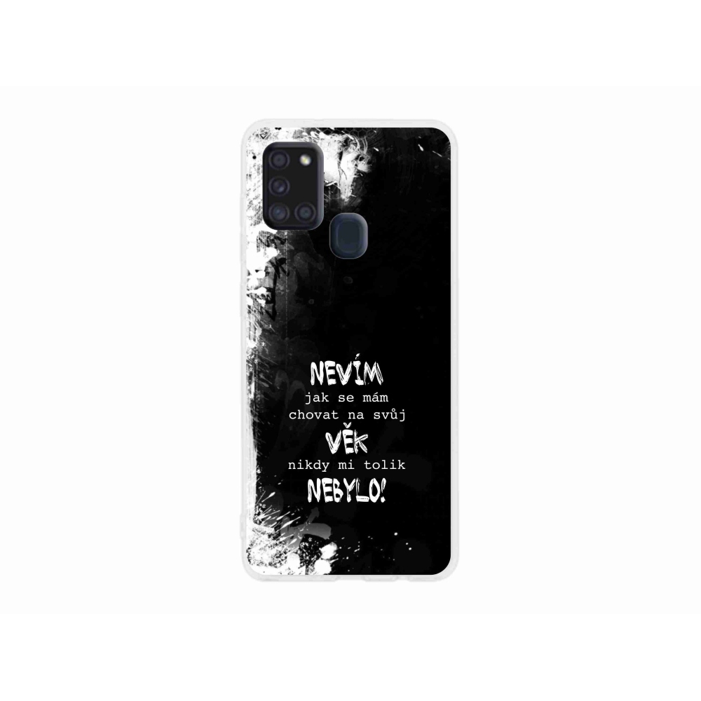 Gél borító mmCase Samsung Galaxy A21s készülékhez - vicces szöveg 14 fekete háttér