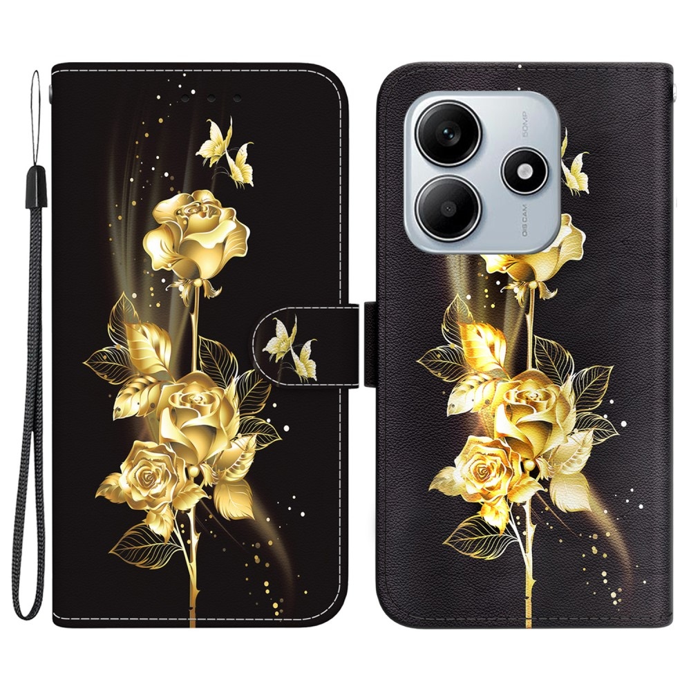 Printern könyv tok Xiaomi Redmi Note 14 5G-hez - rózsaarany színben