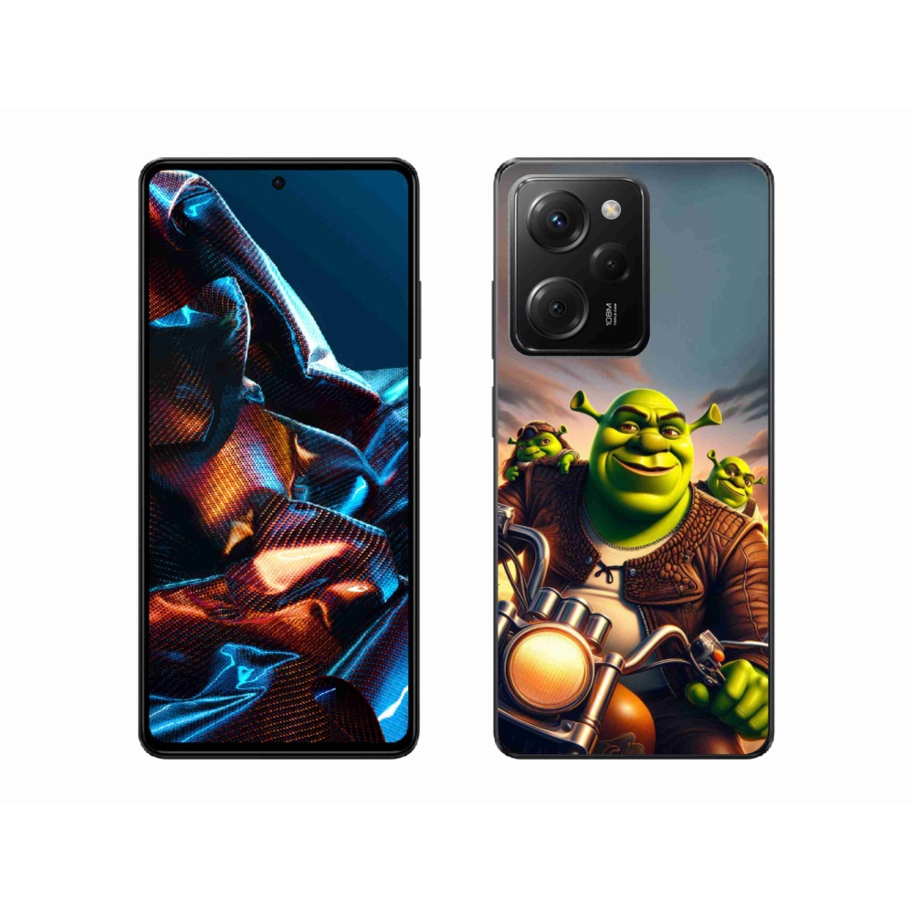 Gél borítás mmCase a Xiaomi Poco X5 Pro 5G számára - Shrek egy motorkerékpáron