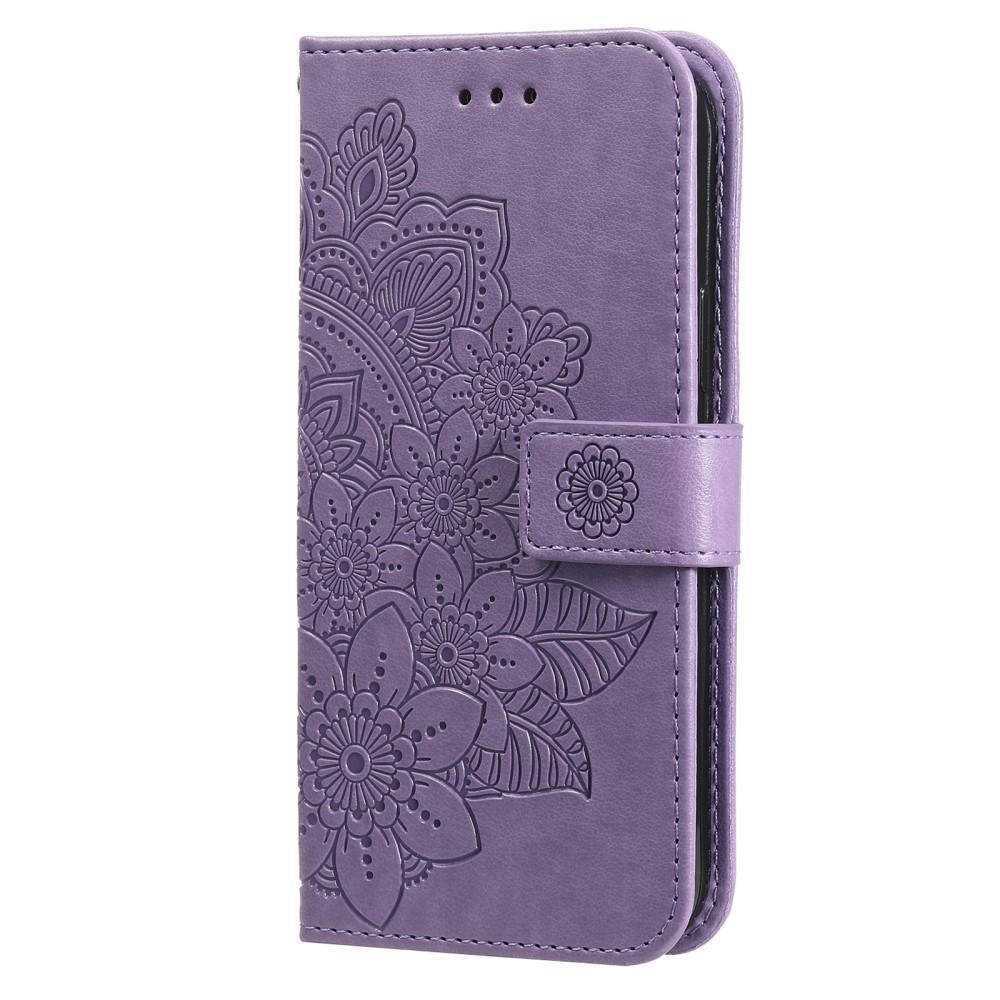 Virágos könyves tok Samsung Galaxy S25+ készülékhez - lila