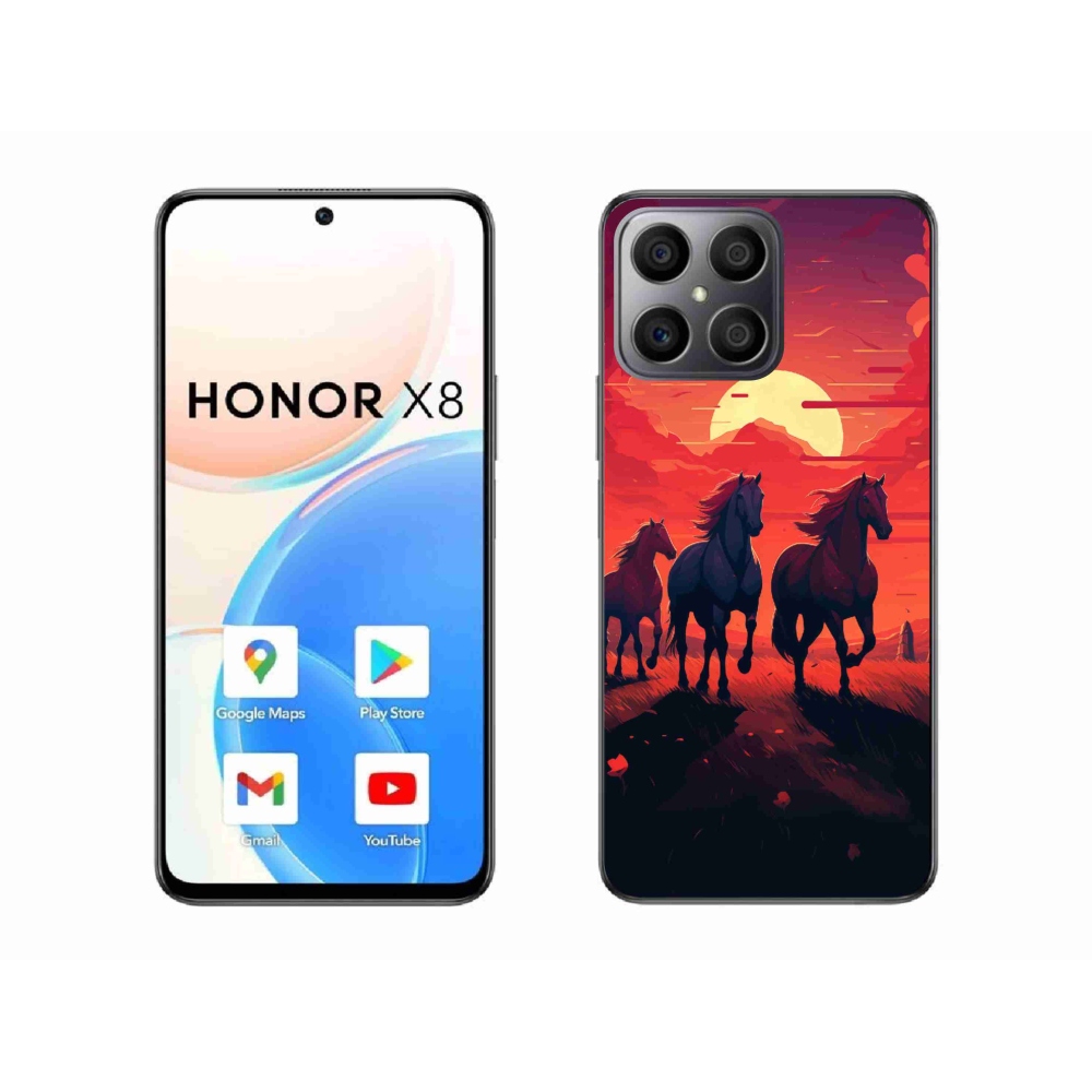 Gél borítás mmCase a Honor X8-hoz - lovak és naplemente