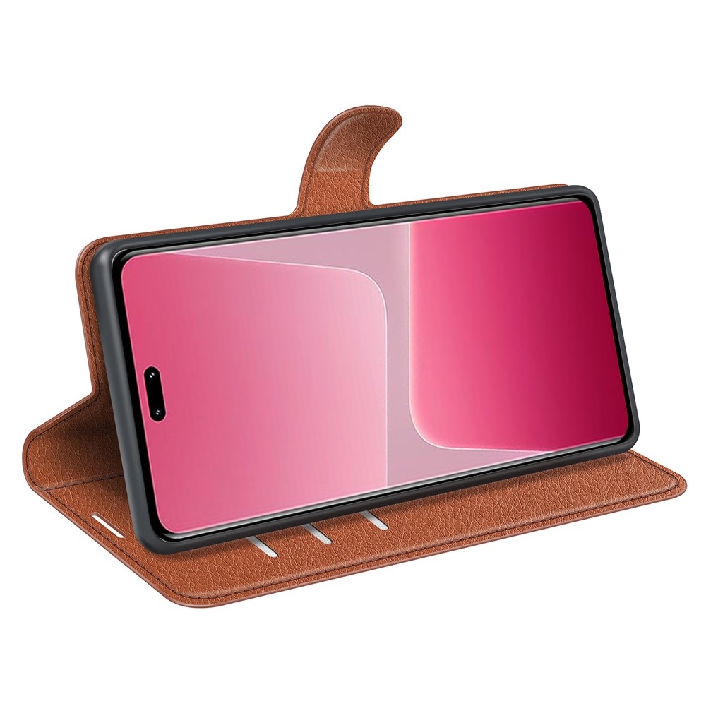 Litchi könyv tok Xiaomi 13 Lite-hoz - barna