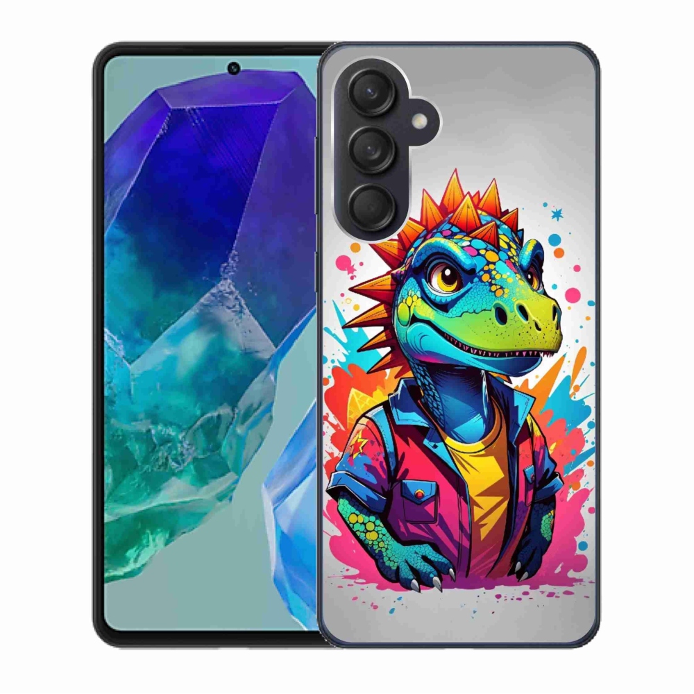 Zselés borítás mmCase Samsung Galaxy M55 5G - színes dinoszauruszhoz