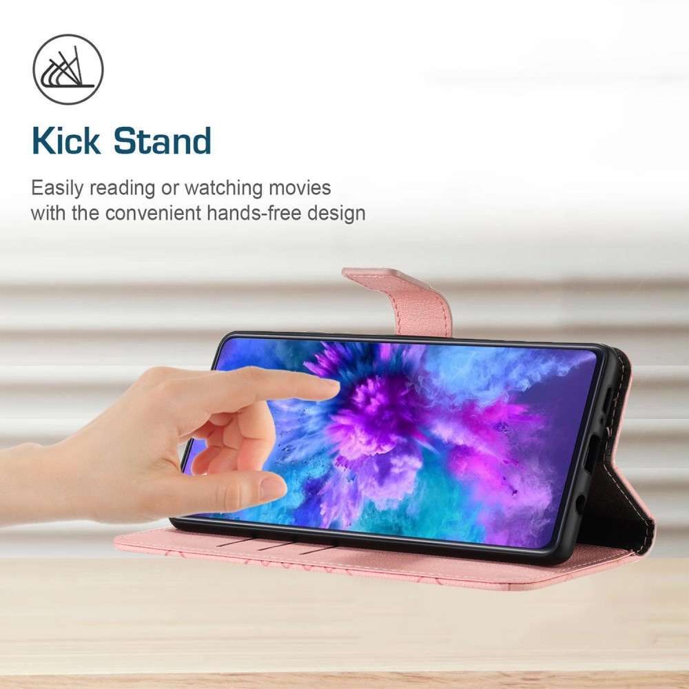 Textúrás könyvtáska mobilhoz Realme C67 - rózsaszín