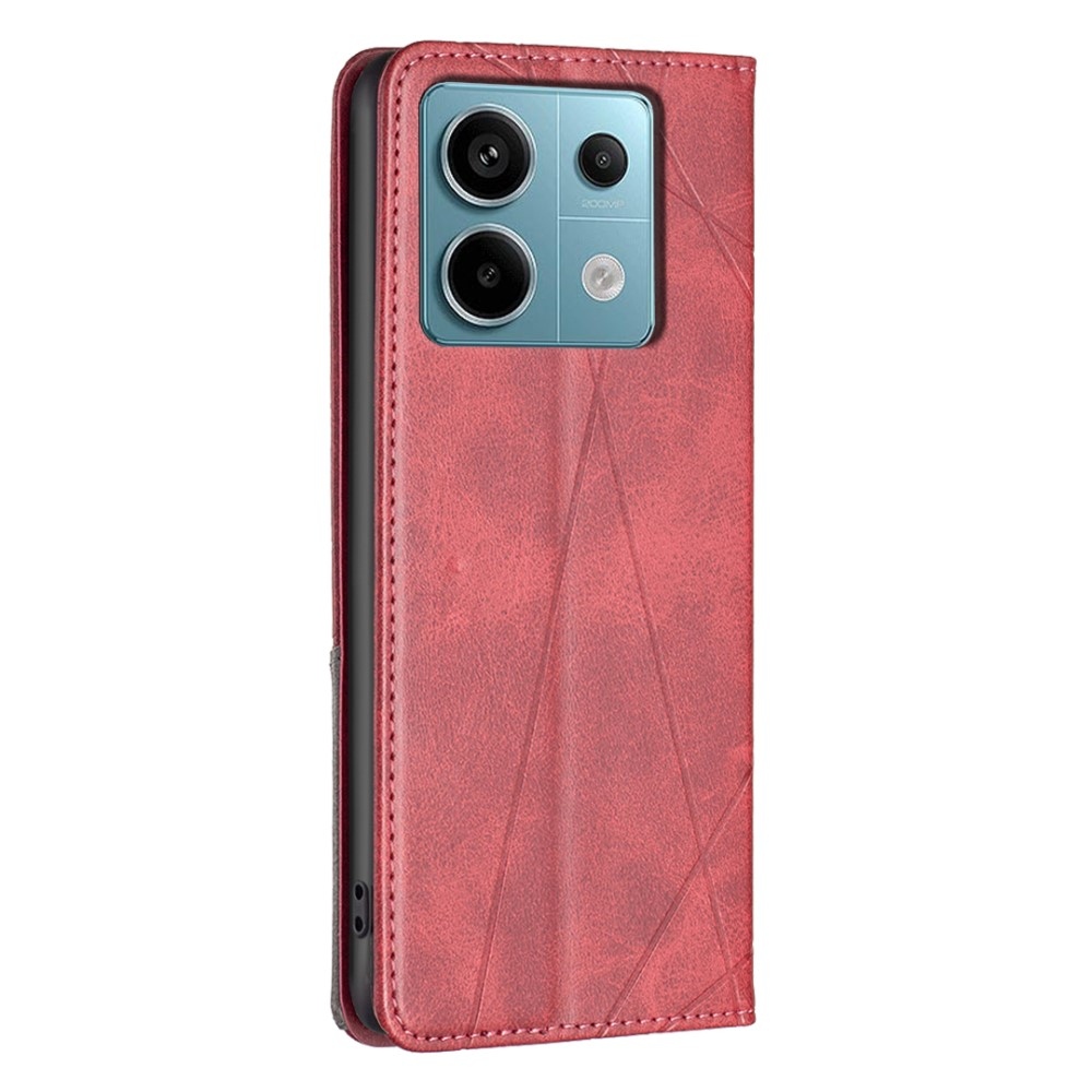 Háromszög alakú könyv tok Xiaomi Redmi Note 13 Pro 4G/Poco M6 Pro - piros
