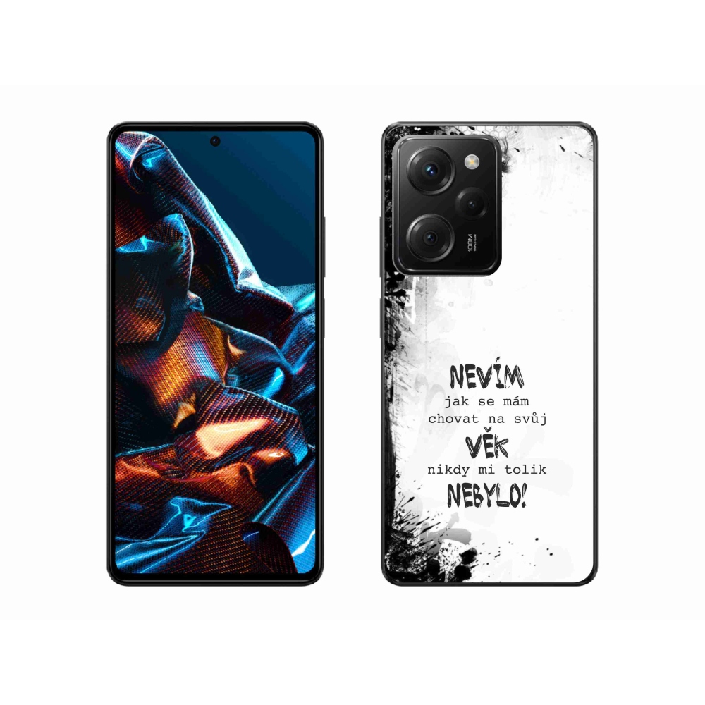 Gél borító mmCase a Xiaomi Poco X5 Pro 5G számára - vicces szöveg 14 fehér háttér