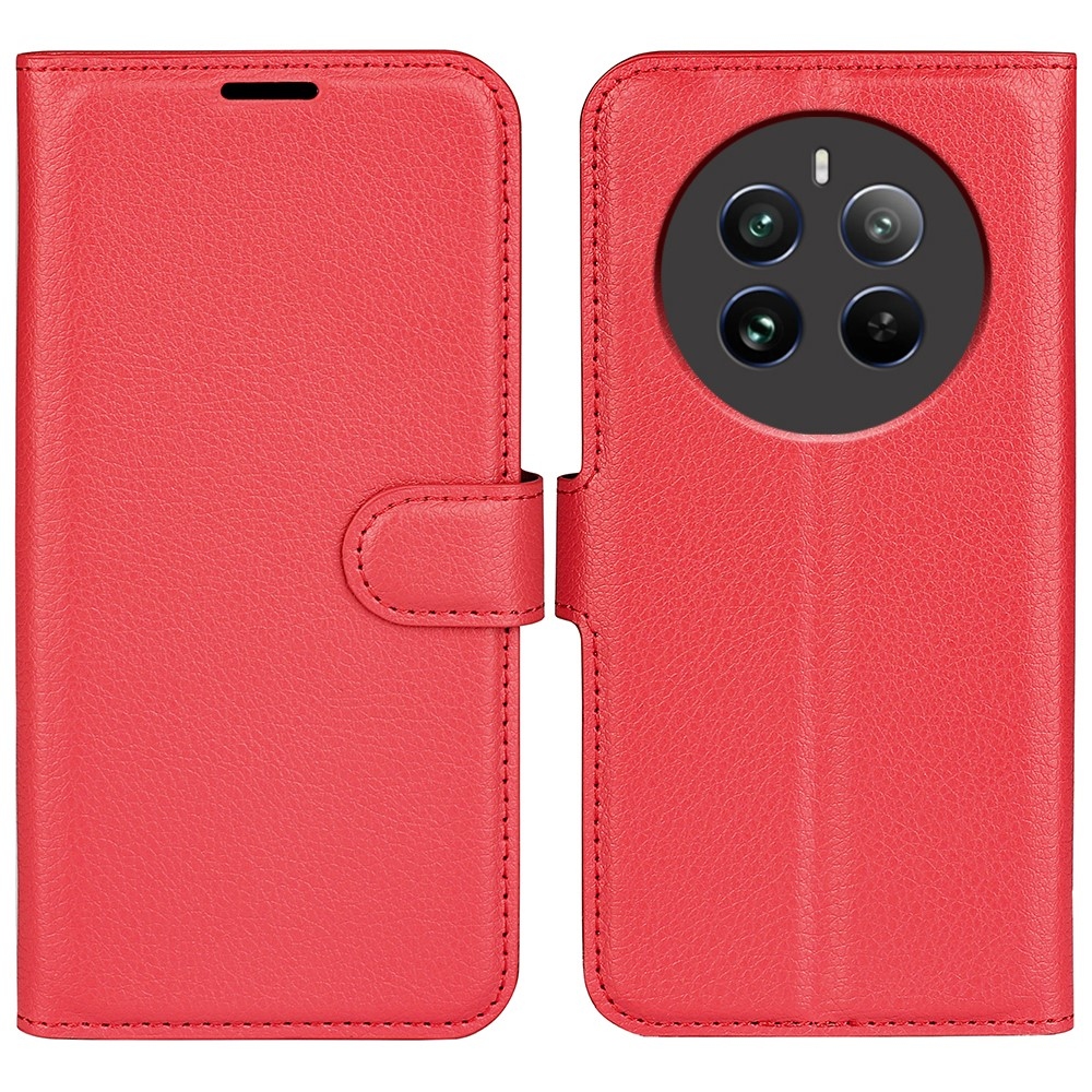 Litchi könyvtáska a Realme 12+ 5G készülékhez - piros