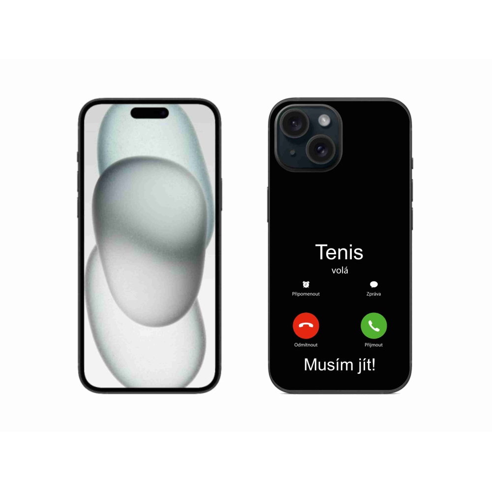 Gél borítás mmCase iPhone 15-hez - teniszhívások fekete háttérrel