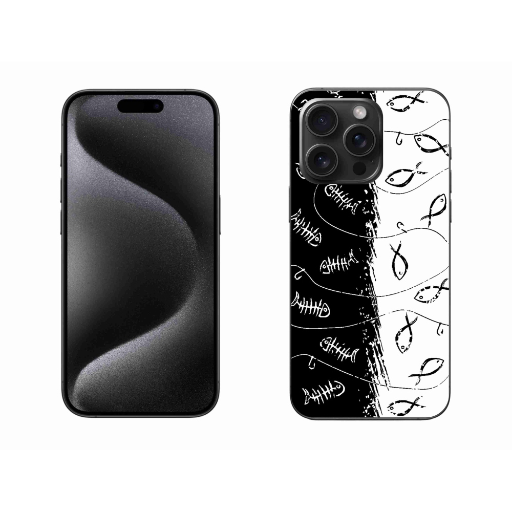Zselés borítás mmCase iPhone 15 Pro Max készülékhez - csontvázak és halak