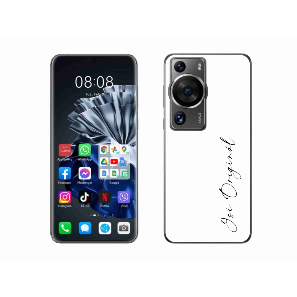 Gél borító mmCase a Huawei P60 Pro - Ön az eredeti fehér háttérrel