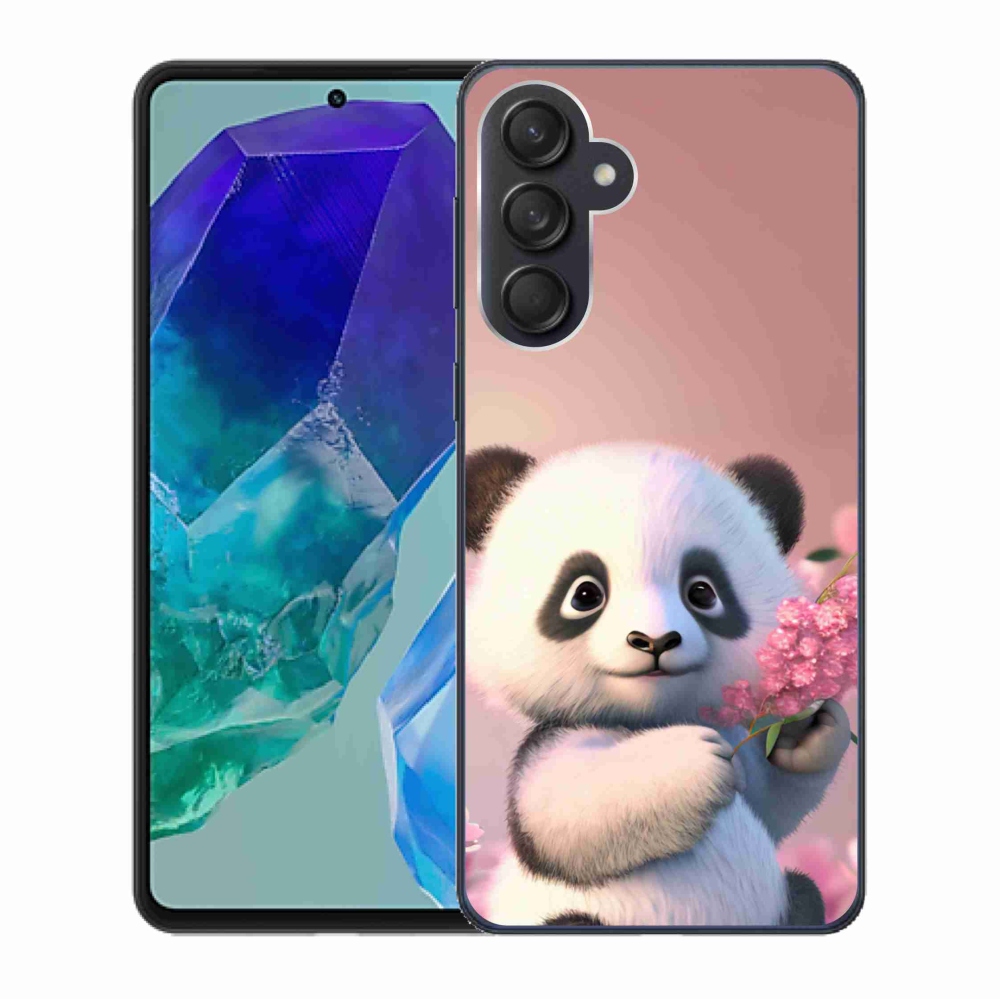 Gél borító mmCase Samsung Galaxy M55 5G - aranyos panda - Samsung Galaxy M55 5G számára