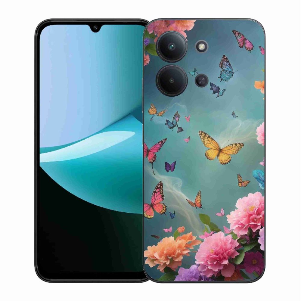 Gél borítás mmCase a Xiaomi Redmi 15C 4G (171mm)/Poco C85 4G (171mm) - színes virágok és pillangókhoz