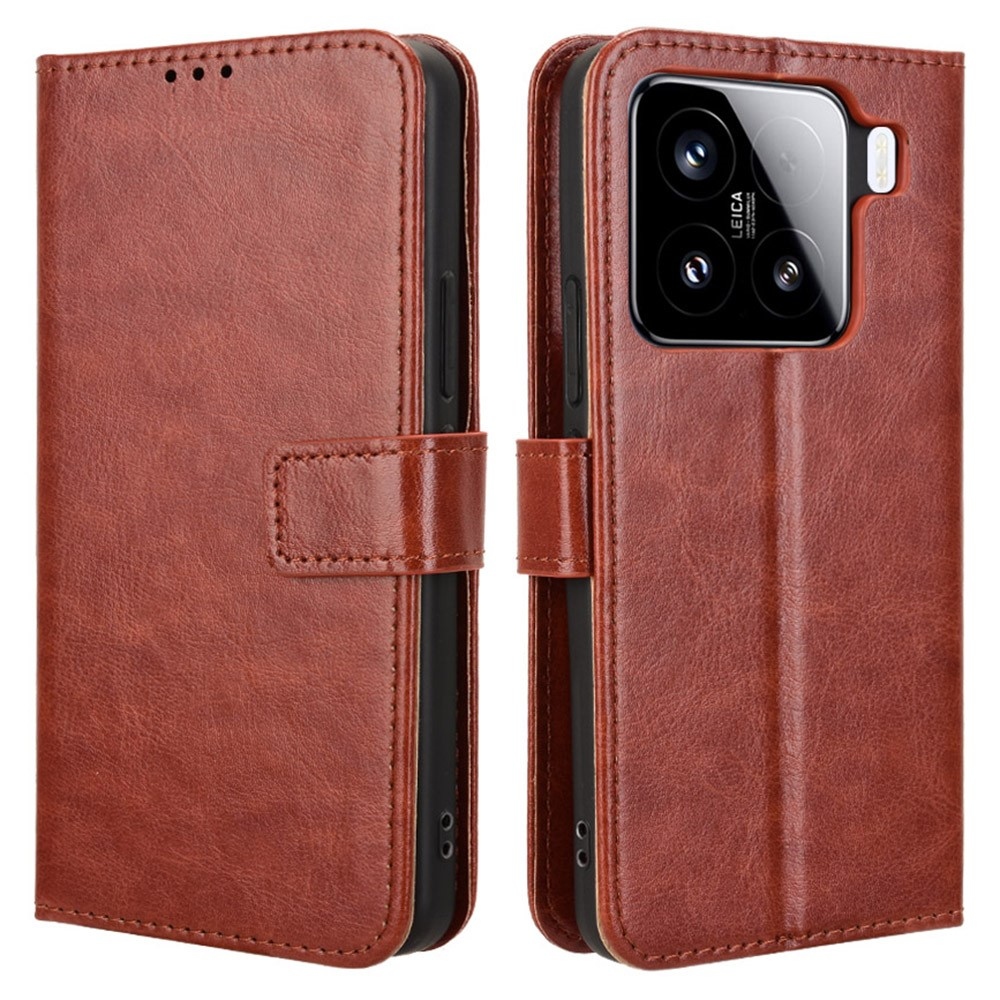 Őrült könyv tok Xiaomi 15 Pro-hoz - barna
