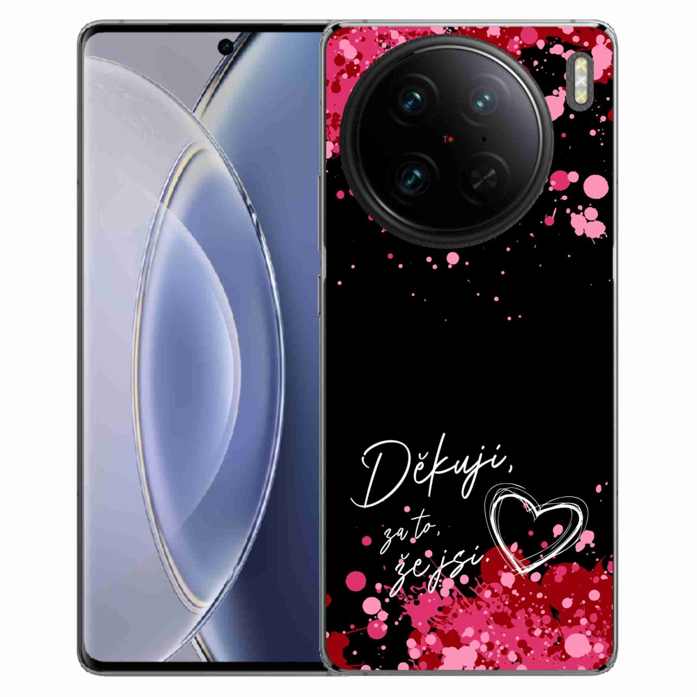 Gél borító mmCase a Vivo X90 Pro készülékre - szerelmes szöveg 2 fekete háttér