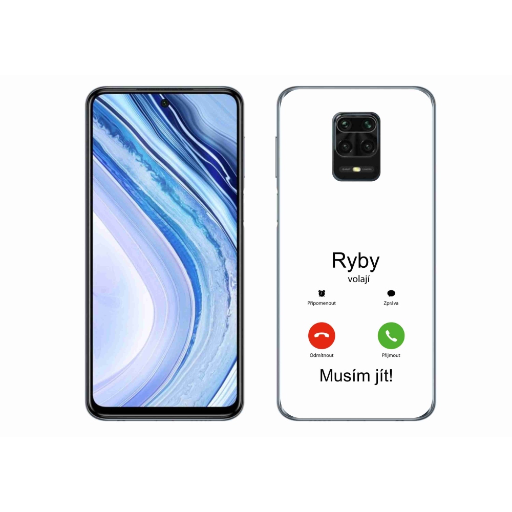 Gél borítás mmCase a Xiaomi Redmi Note 9 Pro készülékhez - hal hívás fehér háttérrel