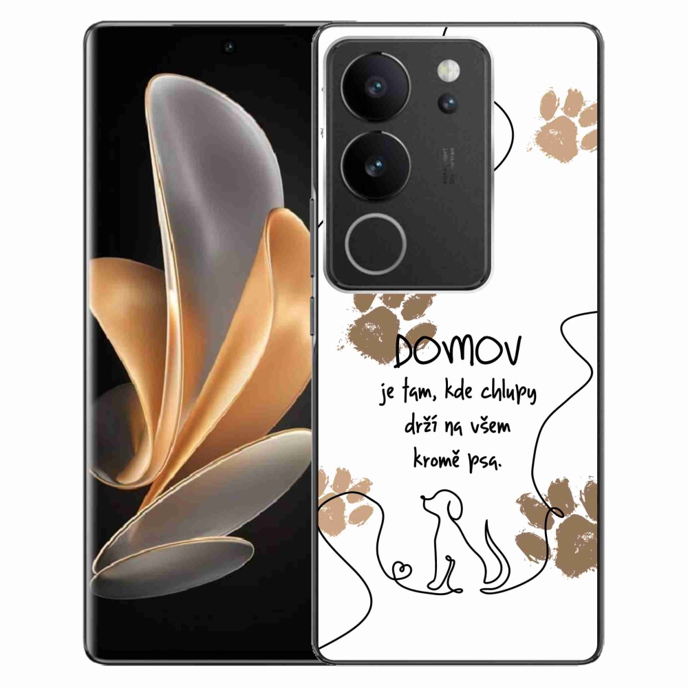 Gél borító mmCase a Vivo V29 5G készülékhez - kutyamotívum fehér háttérrel