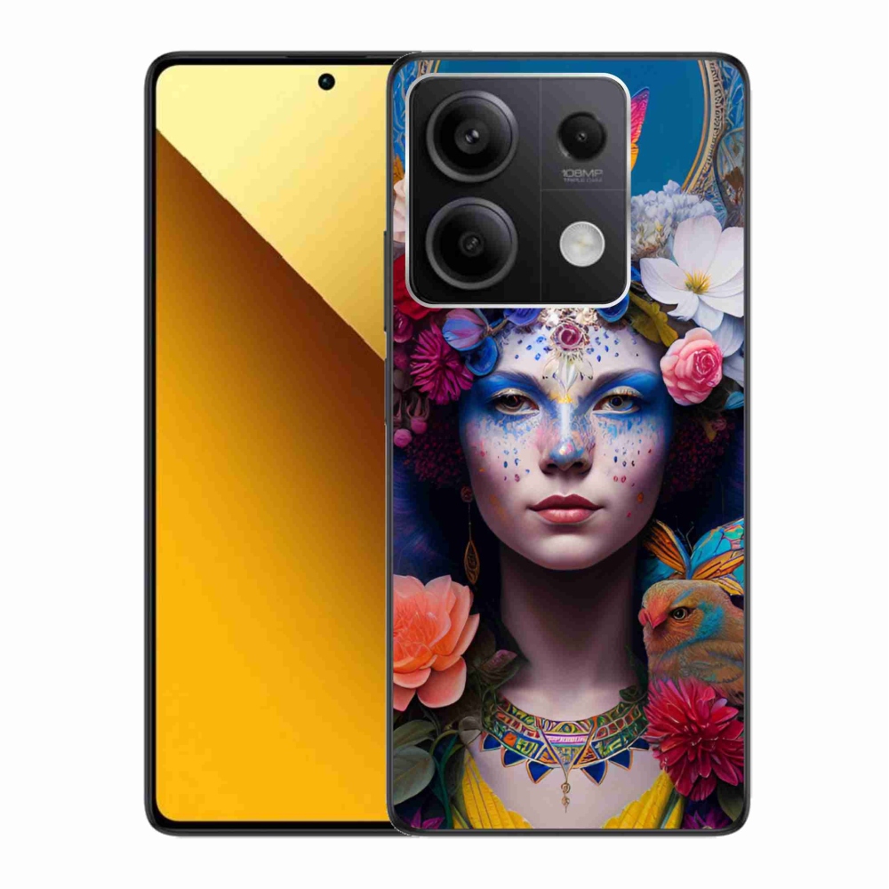Gél borító mmCase a Xiaomi Redmi Note 13 5G-hez - nő virágokkal