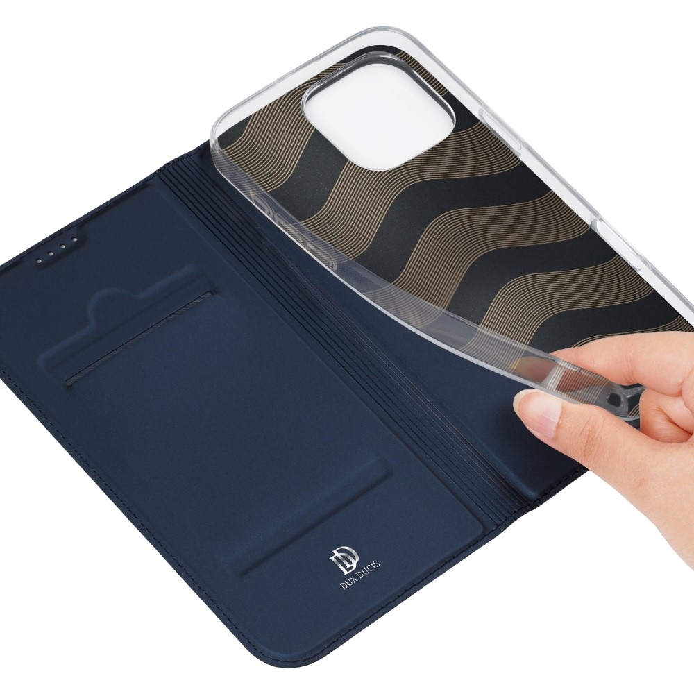 DUX könyvtáska iPhone 16 Pro Max készülékhez - sötétkék