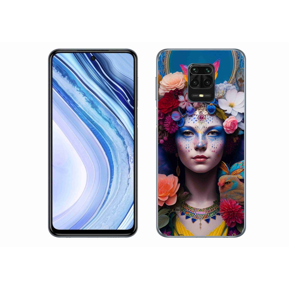 Gél borító mmCase a Xiaomi Redmi Note 9S-hez - nő virágokkal