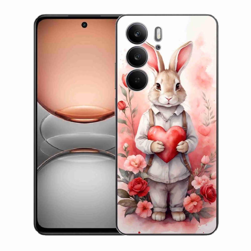 Zselés borítás mmCase a Realme C75 készülékhez - nyúl szívvel