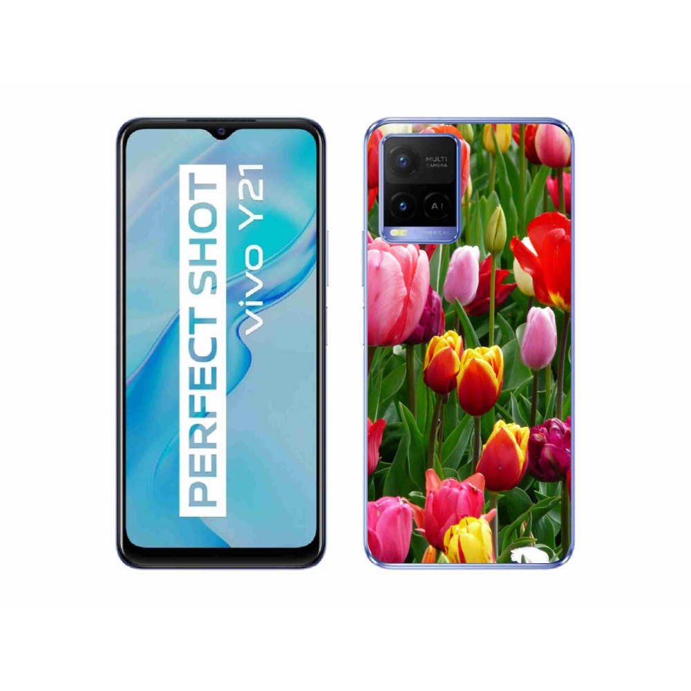 Zselés borítás mmCase a Vivo Y21/Y21s/Y33s készülékhez - tulipánok