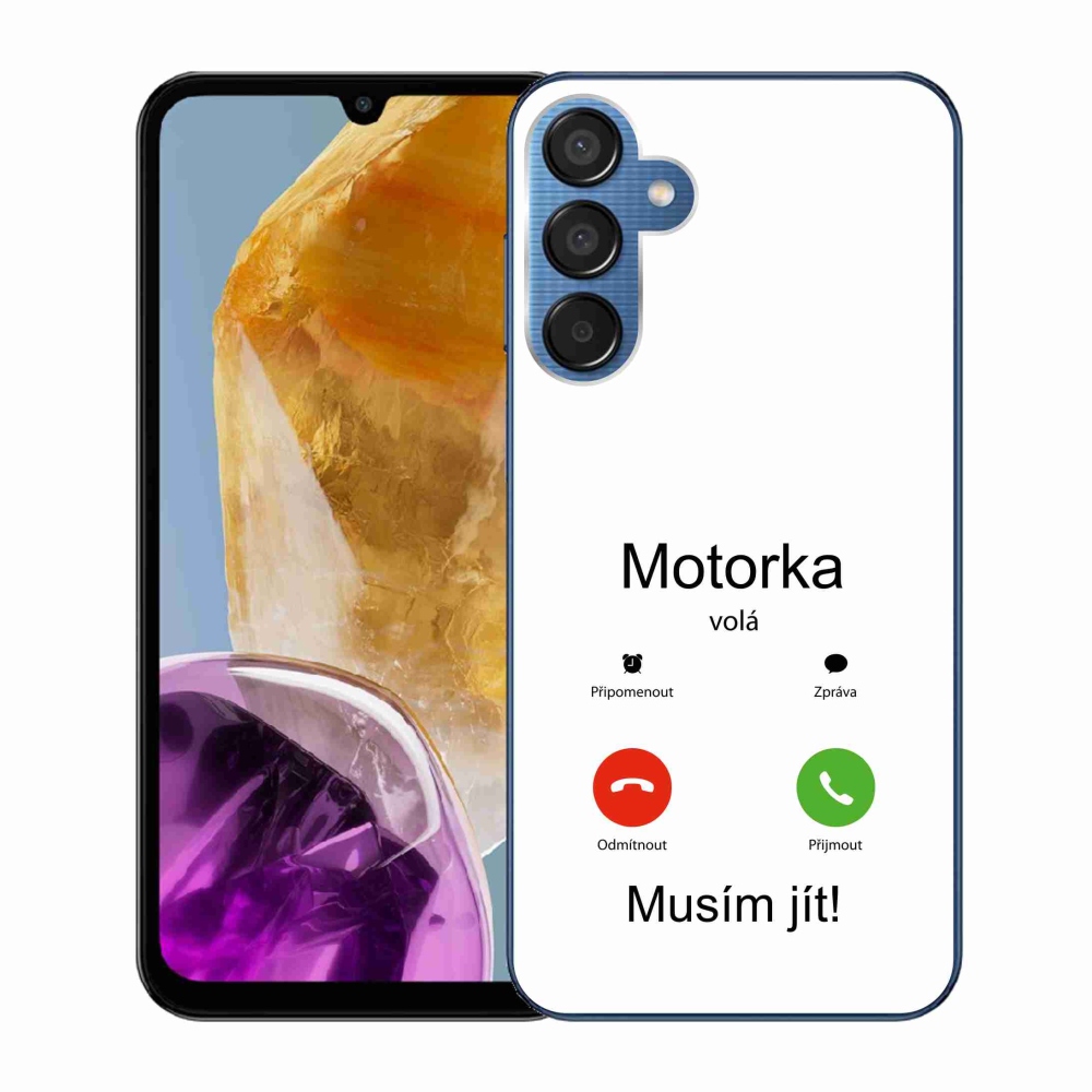 Gél borító mmCase Samsung Galaxy M15 5G - motoros hívások fehér háttérrel