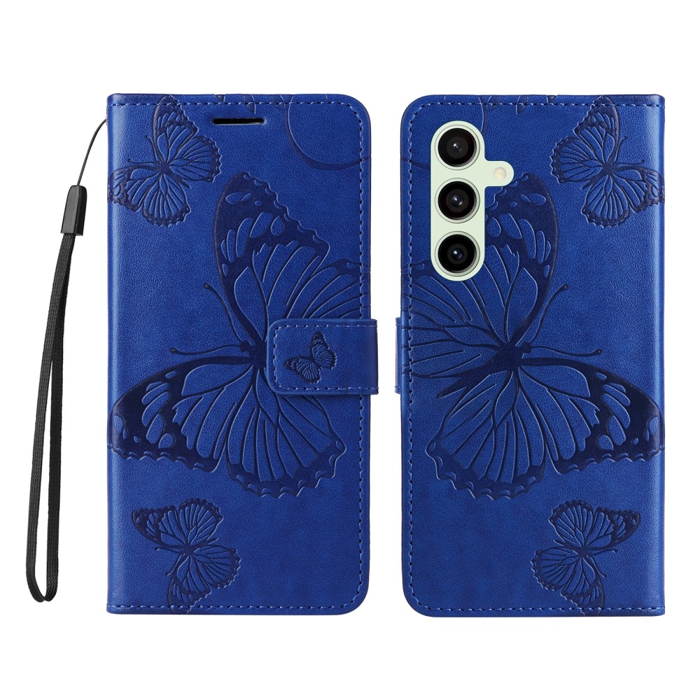 Nagy pillangó könyv tok Samsung Galaxy S24 FE készülékhez - kék