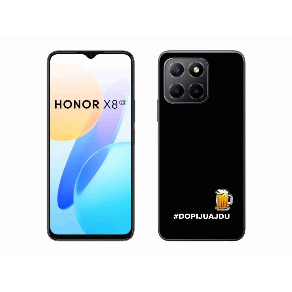Gél borító mmCase a Honor X8 5G/Honor 70 Lite 5G - sör motívum 1 fekete háttérrel