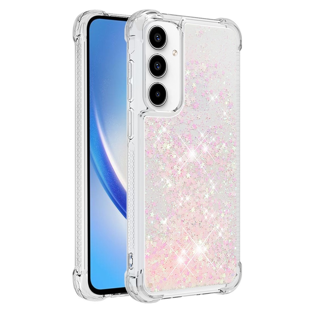 Glitter zselés homokóra tok Samsung Galaxy A55 5G - rózsaszín / csillagok