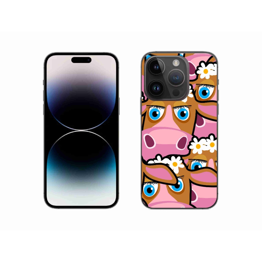 Zselés borítás mmCase iPhone 14 Pro készülékhez - rajzfilmtehenek