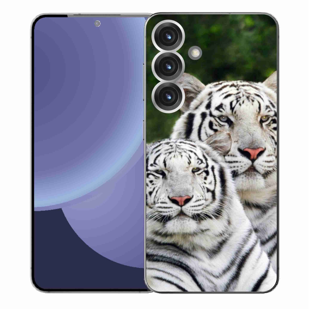 Gél védőhuzat mmCase Samsung Galaxy S25+ - fehér tigrisek