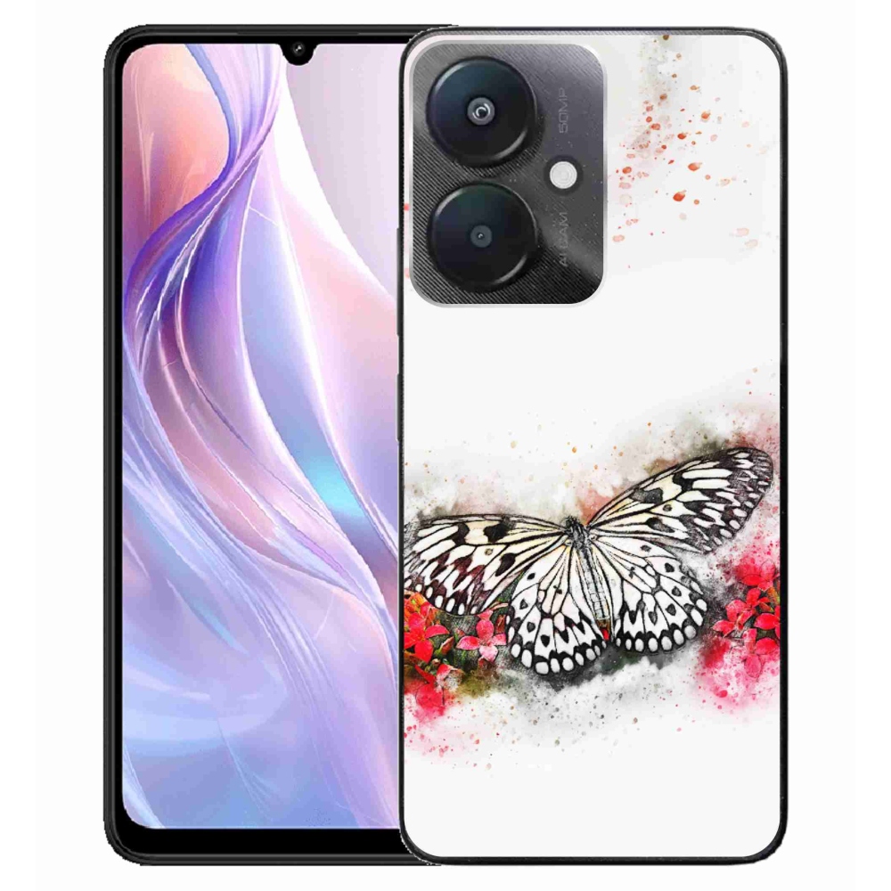 Gél borítás mmCase a Xiaomi Redmi 13C 5G számára - fekete és fehér pillangó