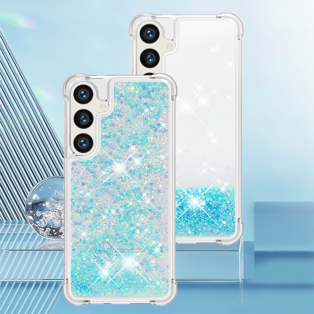 Glitter homokóra zselés tok Samsung Galaxy S24+ - kék / csillagok