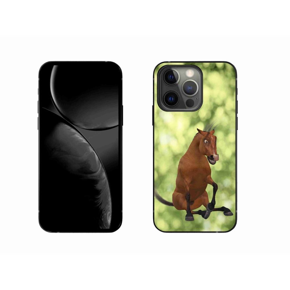 Zselés borítás mmCase iPhone 13 Pro készülékhez - barna rajzfilm ló 1