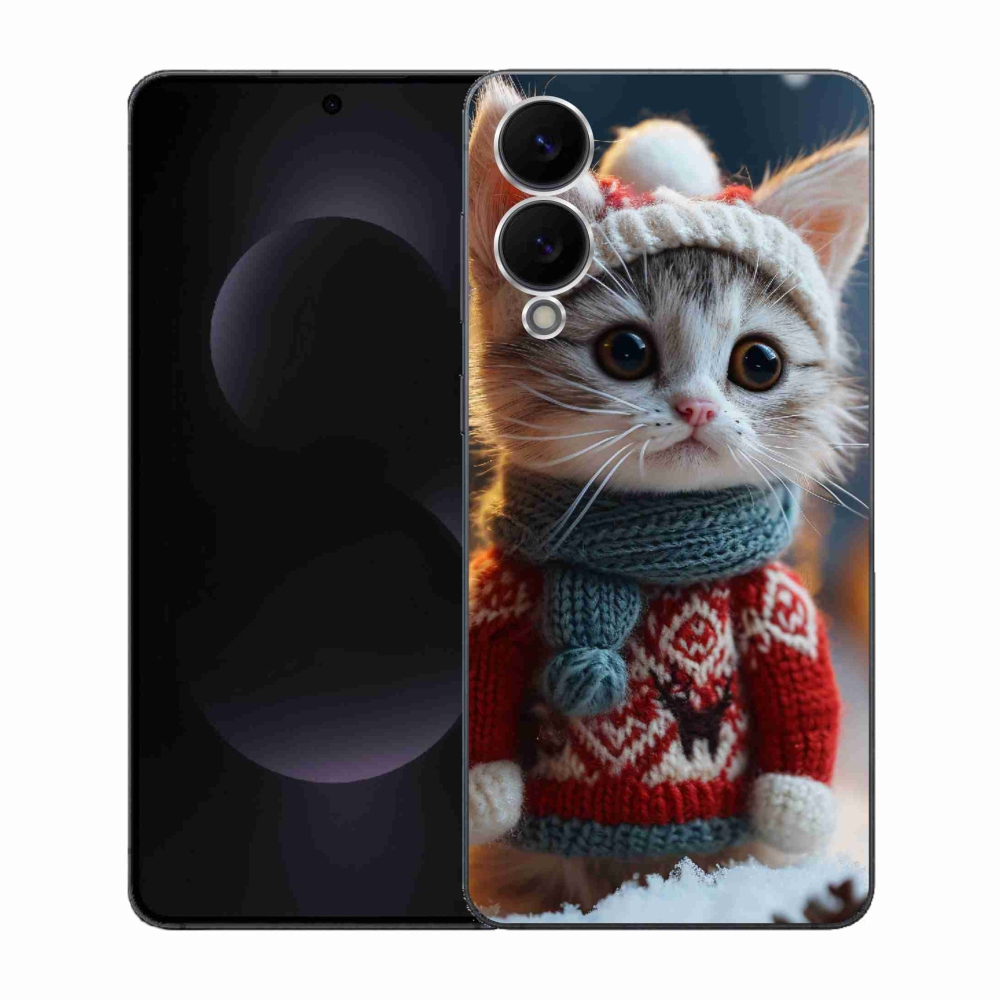 Zselés borítás mmCase Samsung Galaxy S25 Edge készülékhez - cica pulóverben