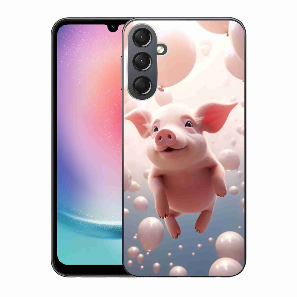 Gél borítás mmCase Samsung Galaxy A24 készülékhez - malac lufikkal