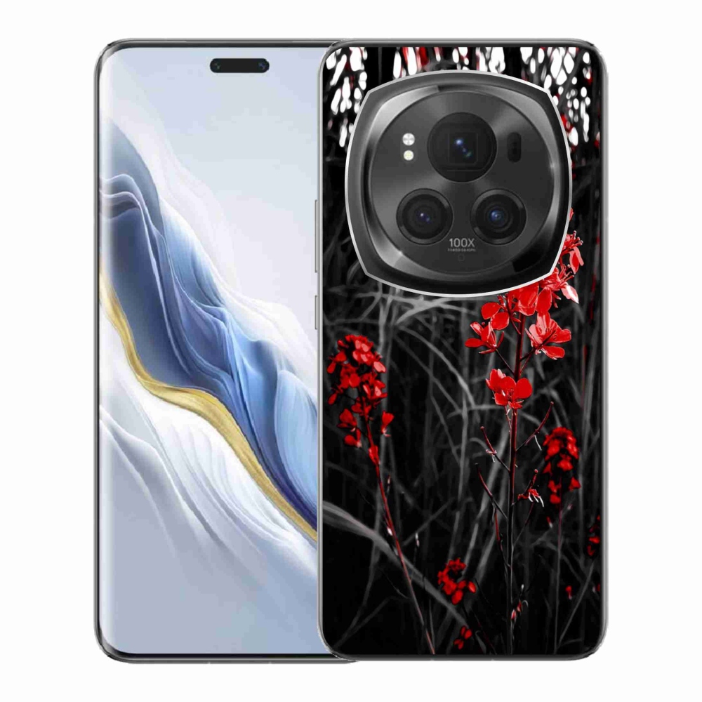 Gél borítás mmCase a Honor Magic 6 Pro 5G számára - piros növény