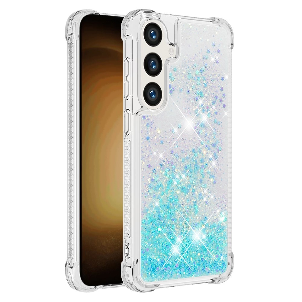 Glitter homokóra zselés tok Samsung Galaxy S24+ - kék / csillagok