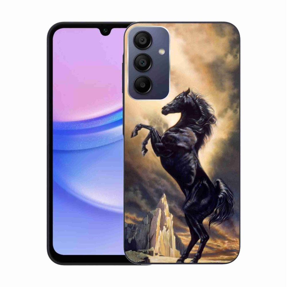 Zselés borítás mmCase Samsung Galaxy A15 4G/5G - fekete rajzfilm lóhoz