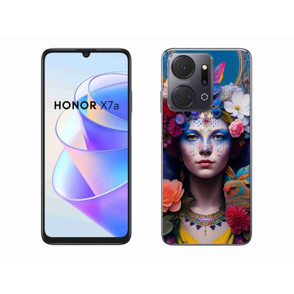 Gél borító mmCase a Honor X7a készülékhez - nő virágokkal