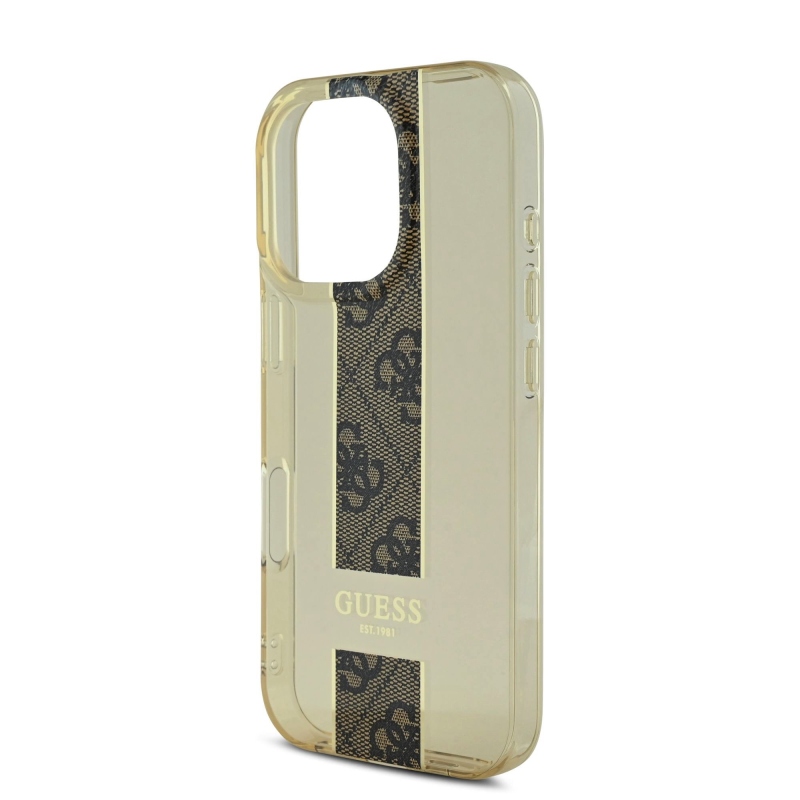 Guess IML Middle 4G csíkos hátlap iPhone 16 Pro barna színű iPhone 16 Pro számára