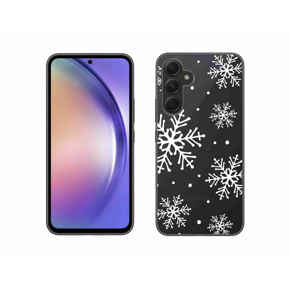 Zselés borítás mmCase Samsung Galaxy A54 5G készülékhez - fehér pelyhek átlátszó háttéren