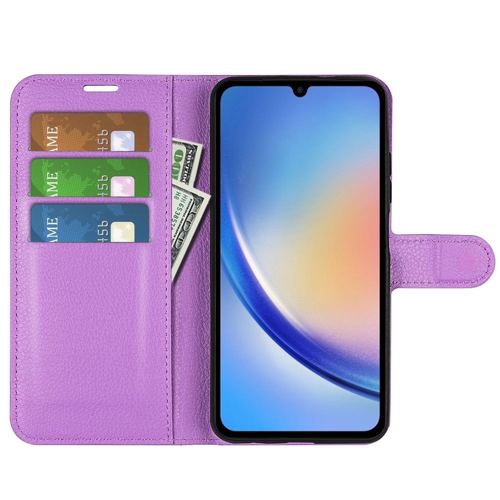 Litchi könyv tok Samsung Galaxy A35 5G - lila