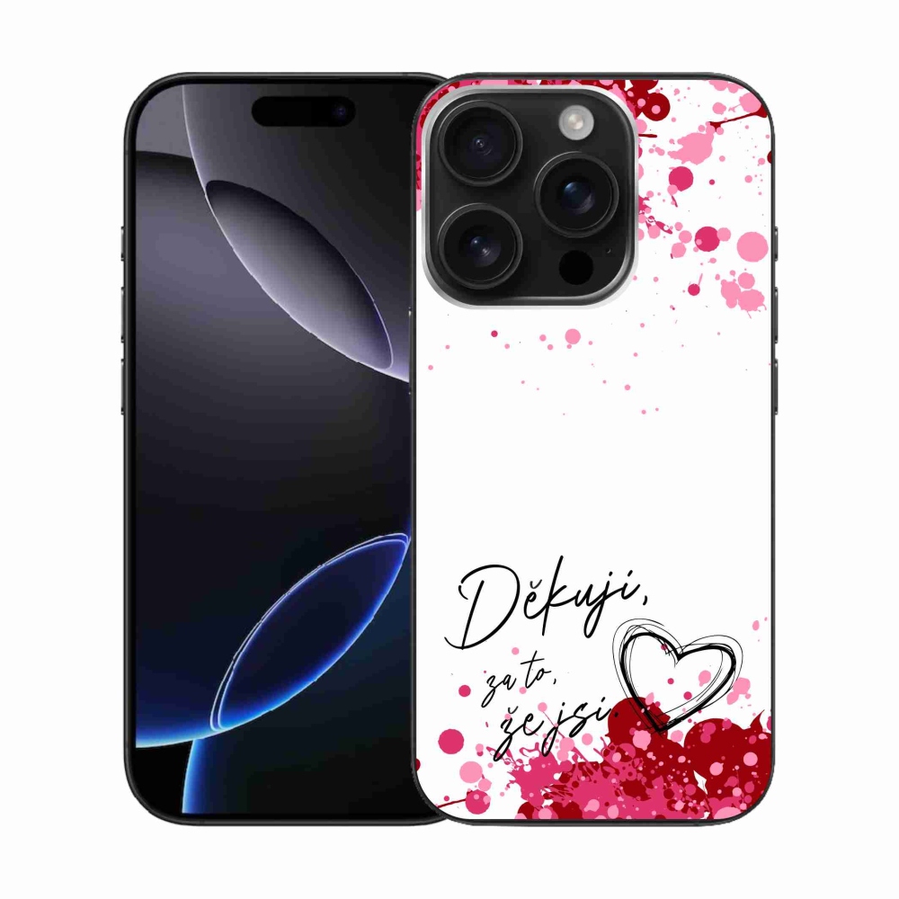 Gél borítás mmCase iPhone 16 Pro készülékhez - szerelmes szöveg 2 fehér háttér